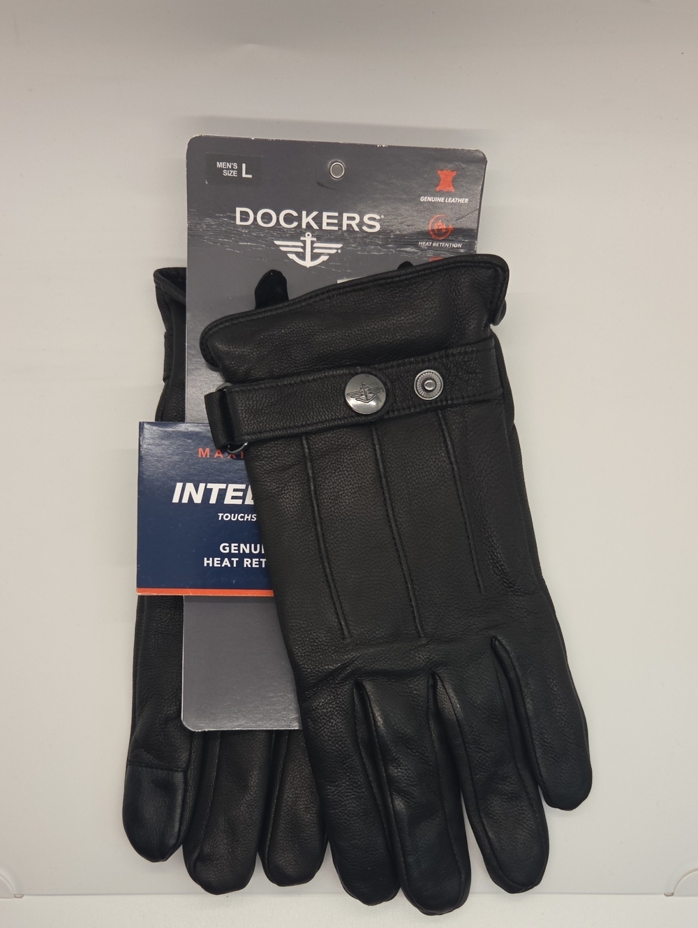 Dockers Black Men's Genuine Leather Gloves L